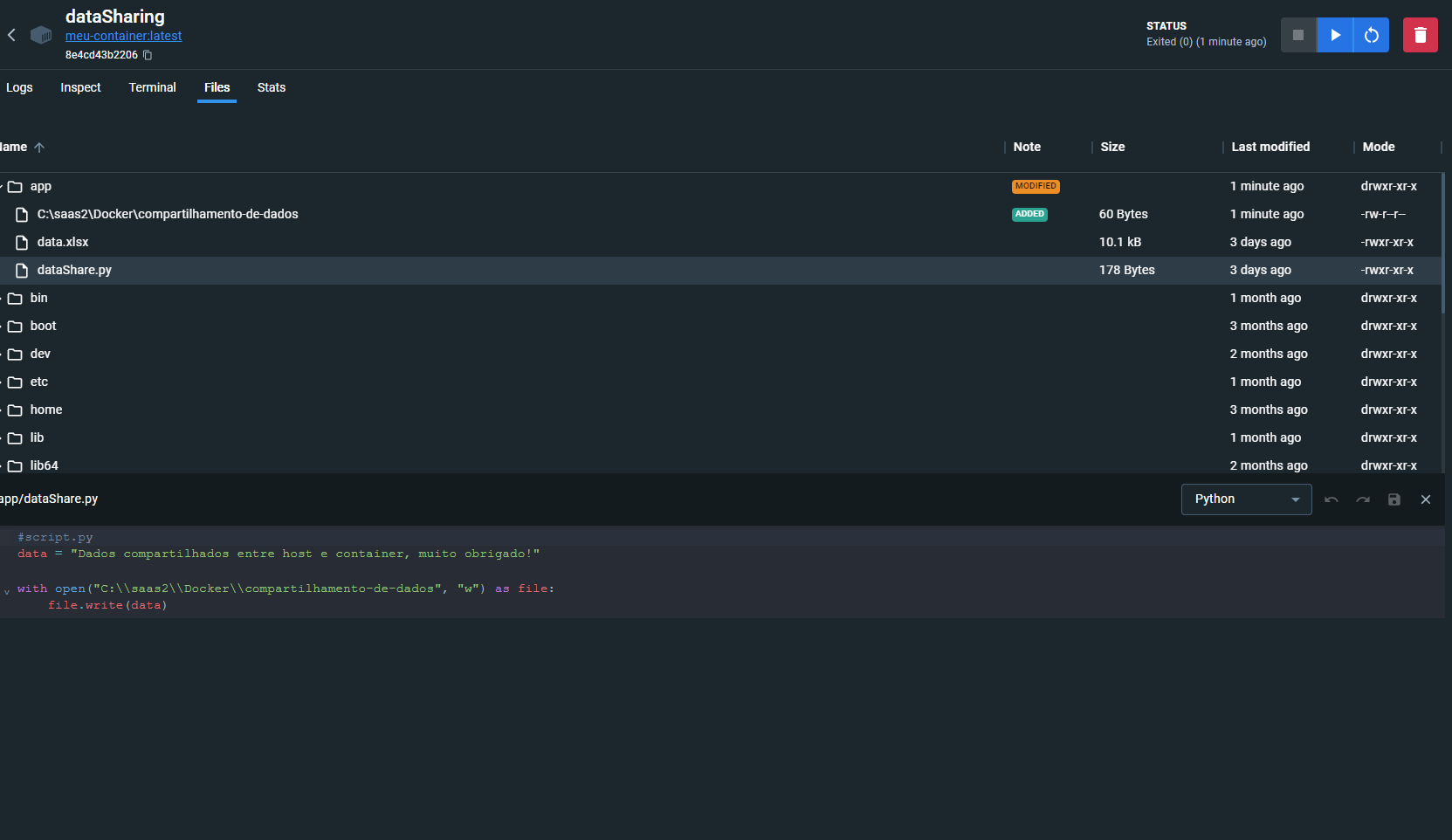 diretórios dentro do docker