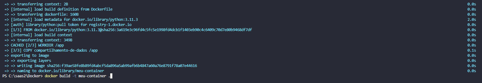 comando para montagem do container docker build -t nome-do-container
